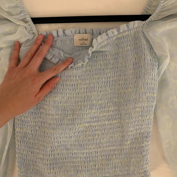 NEW Without tags Wilfred Saga Blouse Smocked  Sheer longsleeve Size XS - Picture 8 of 9